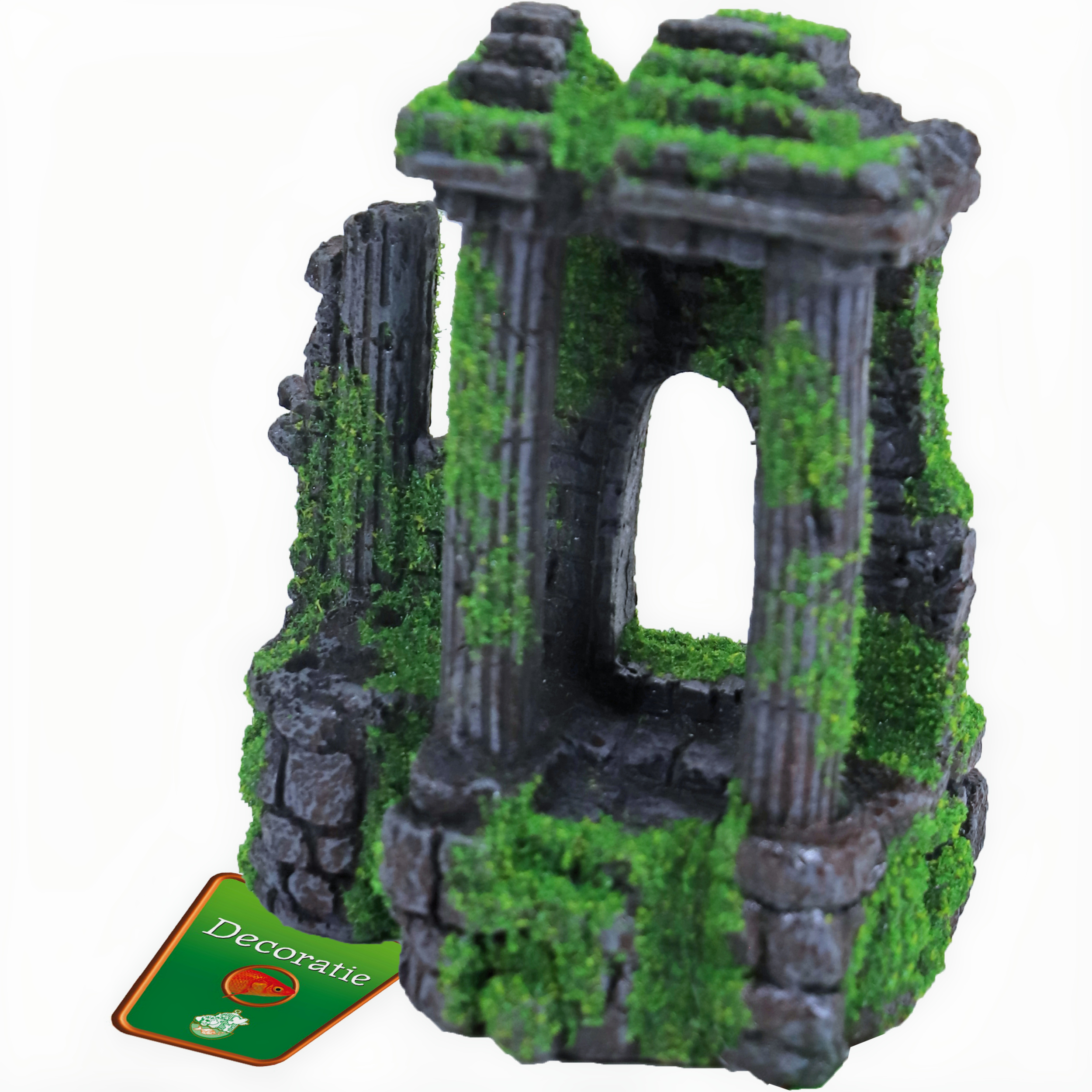 Ornament Ruine 3x Zuil+Poort En Mos 14cm