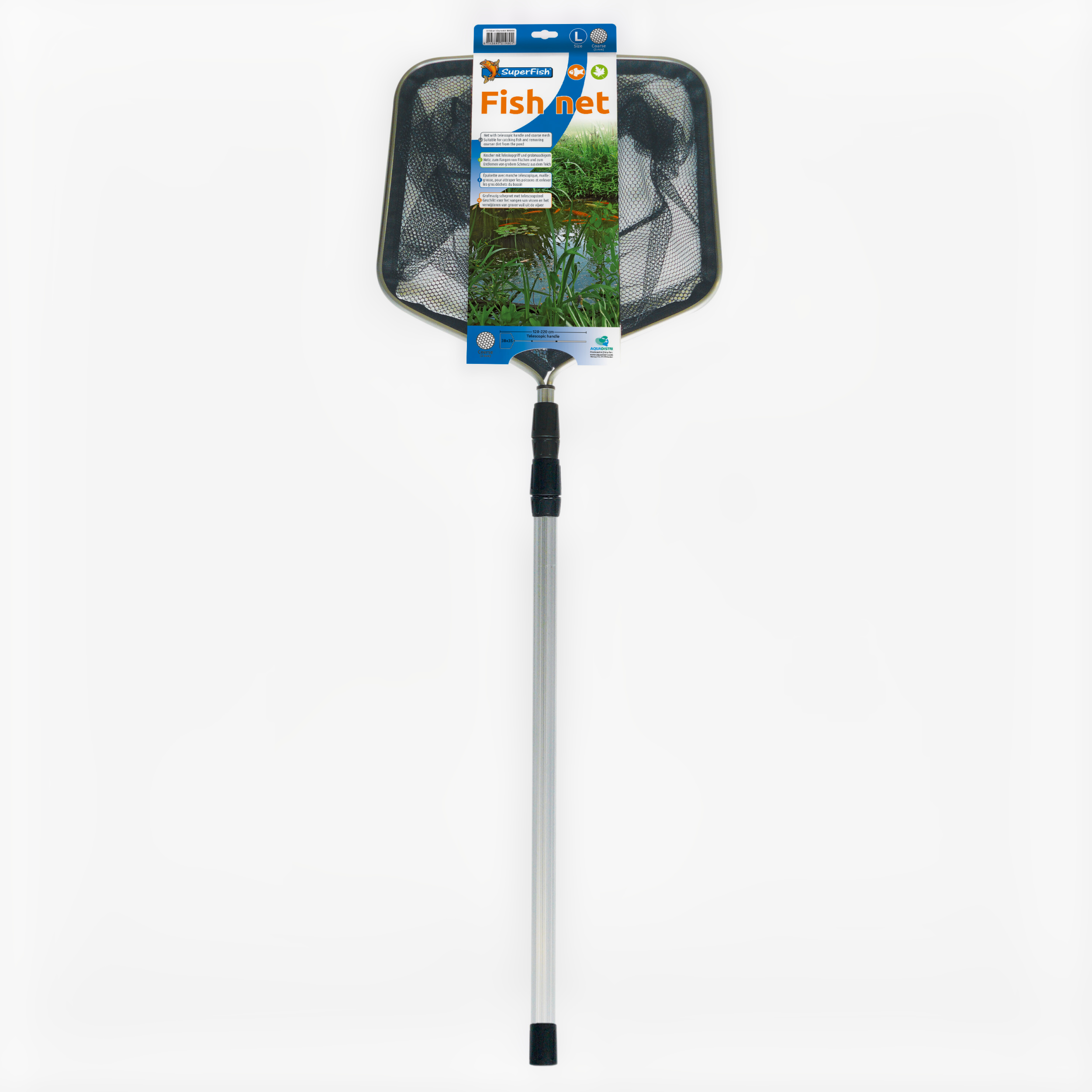 Grofmazig Vijverschepnet 38x35cm - steel: 220cm