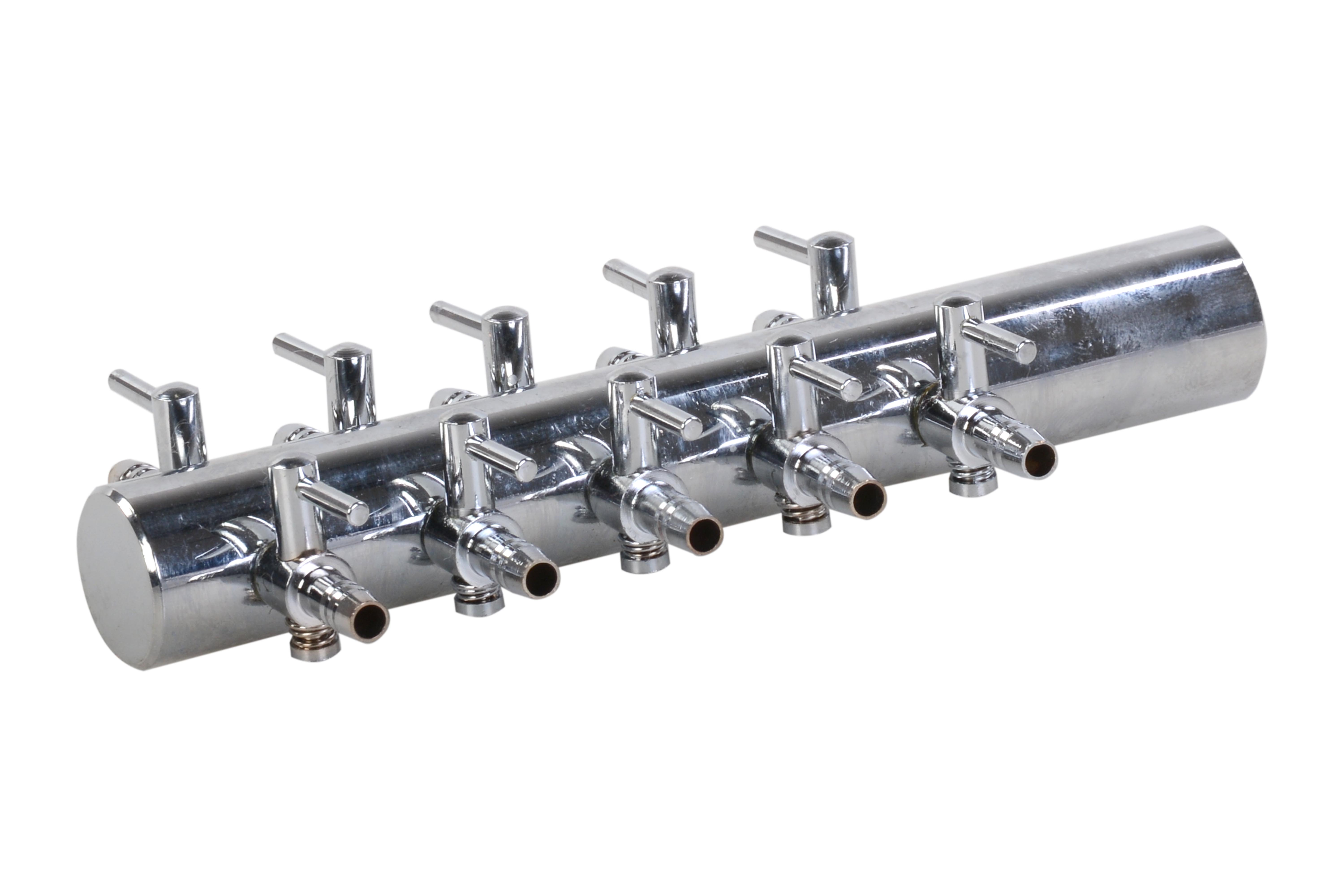 Luchtverdeler voor 4mm 10 uitgangen met kraan messing